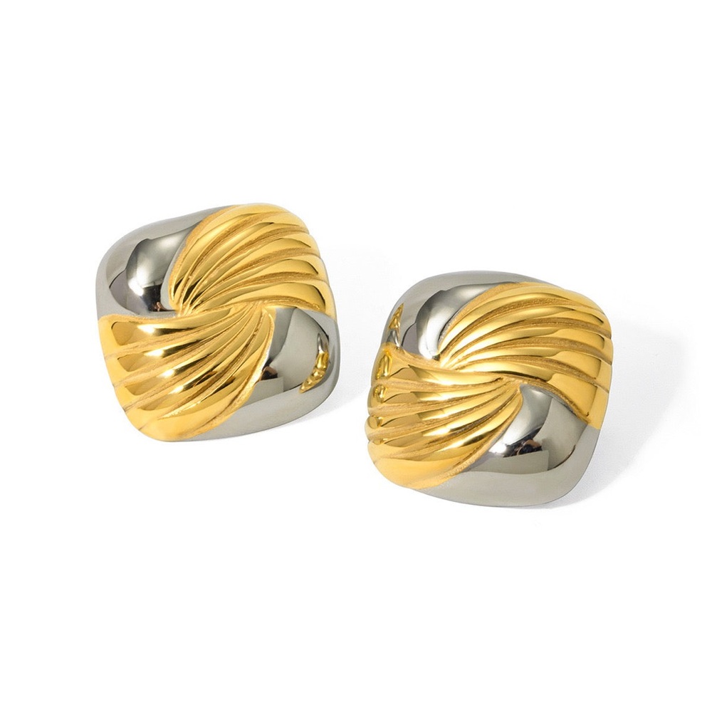 Two-Tone Bicolor Square Earrings*Gold Silver Minimalist Modern Chic*JD